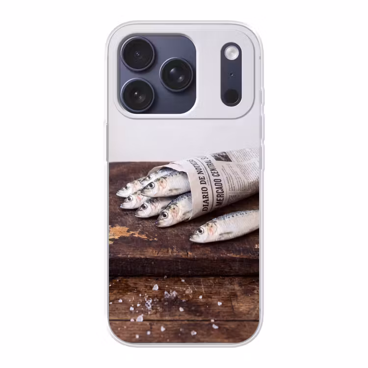 Handyhülle - Sardine – Zeitung – Schneidebrett - Sardientje - krant - snijplank Telefoonhoesje iPhone 17 Pro klein