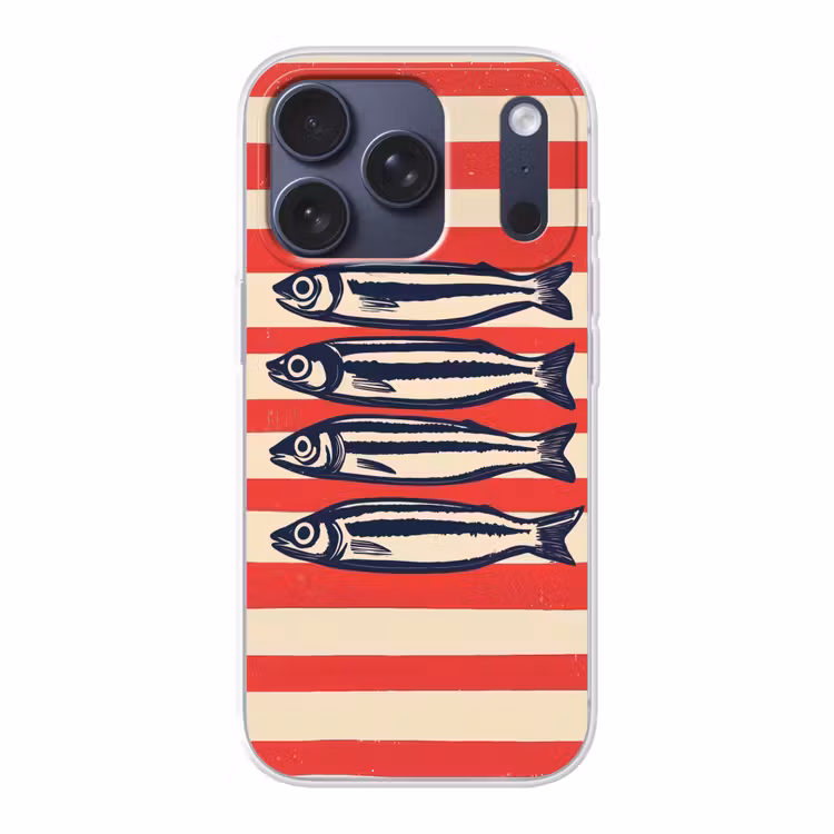 Sardines - Rood en beige strepen Telefoonhoesje iPhone 17 Pro klein -3d