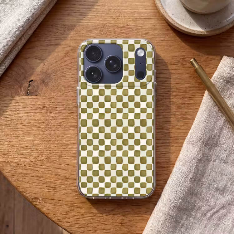 Schaak - Patroon - Groen Telefoonhoesje iPhone 17 Pro klein 878 -sfeer1