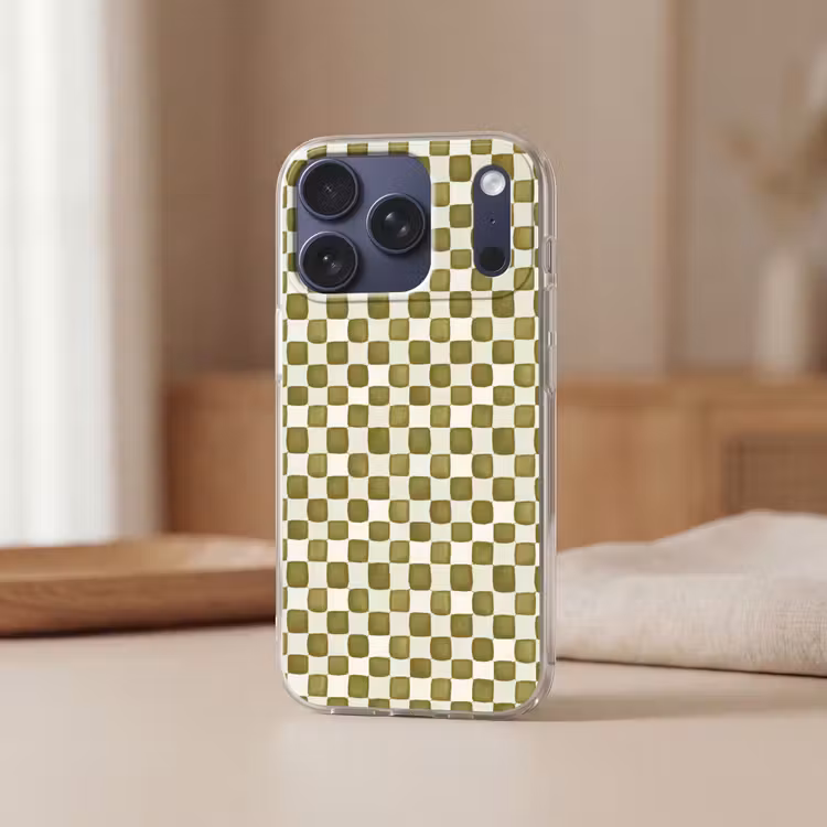 Schaak - Patroon - Groen Telefoonhoesje iPhone 17 Pro klein 878 -sfeer2