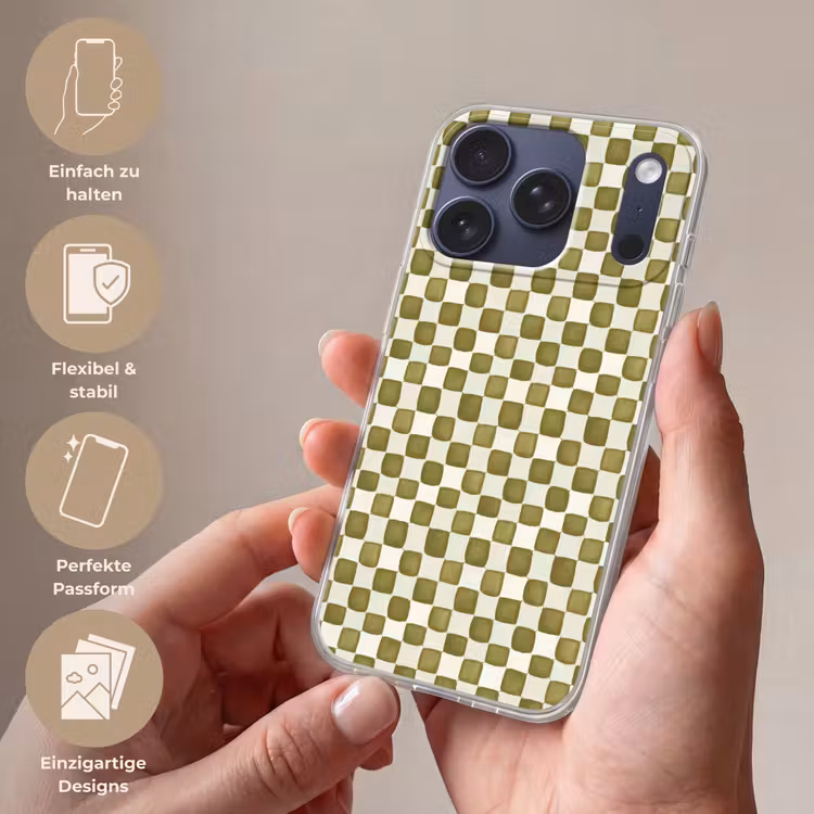 Schaak - Patroon - Groen Telefoonhoesje iPhone 17 Pro klein 878 -sfeer3_DE