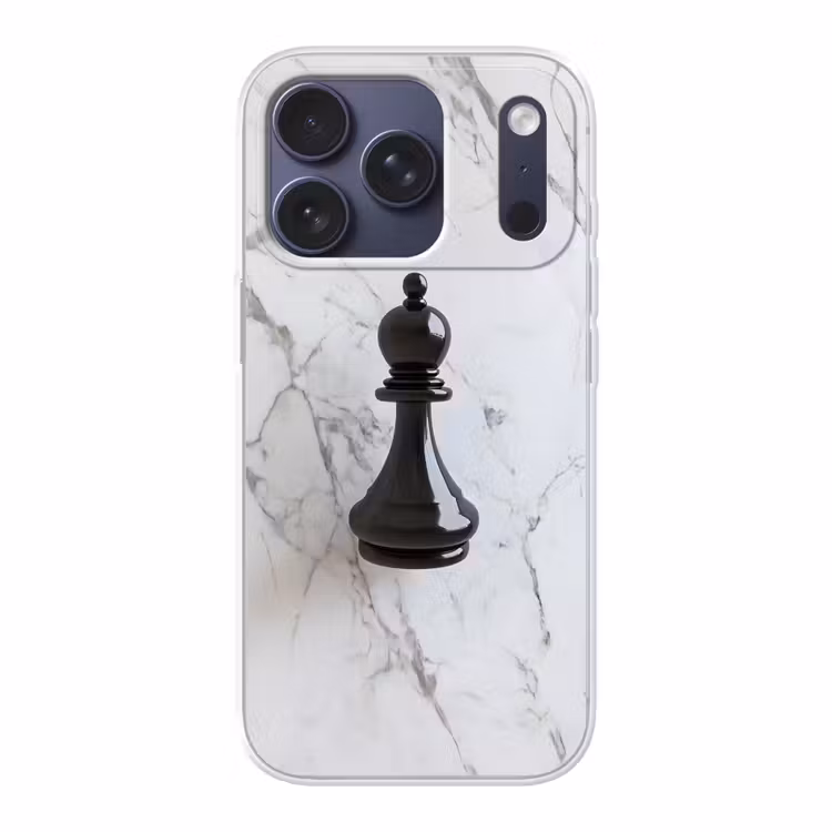 Schaakstuk - Loper - Zwart - Marmer Telefoonhoesje iPhone 17 Pro klein -3d