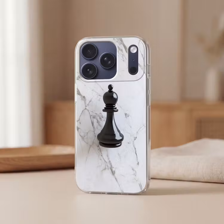Schaakstuk - Loper - Zwart - Marmer Telefoonhoesje iPhone 17 Pro klein -sfeer2