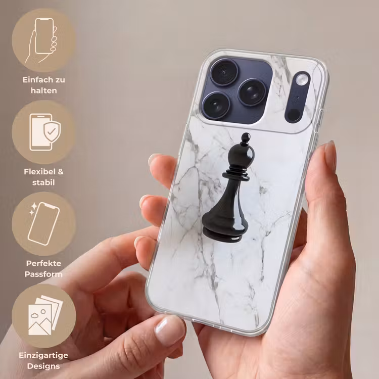 Schaakstuk - Loper - Zwart - Marmer Telefoonhoesje iPhone 17 Pro klein -sfeer3_DE