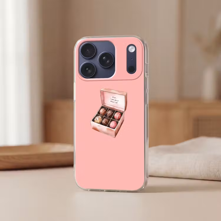 Doosje - Bonbons - Liefdevolle - Tekst Telefoonhoesje iPhone 17 Pro klein -sfeer2