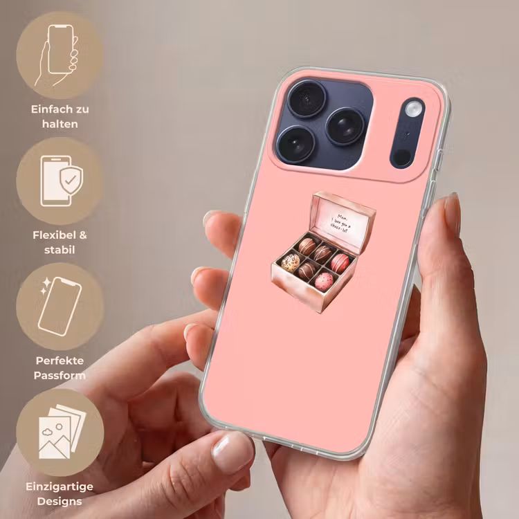 Doosje - Bonbons - Liefdevolle - Tekst Telefoonhoesje iPhone 17 Pro klein -sfeer3_DE