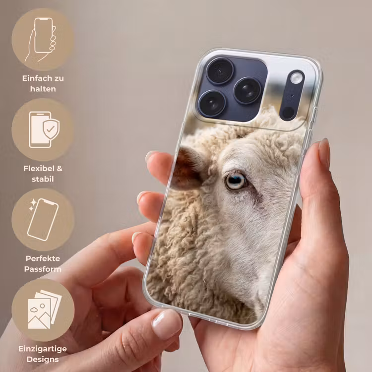 Schaap - Oog - Wit Telefoonhoesje iPhone 17 Pro klein -sfeer3_DE