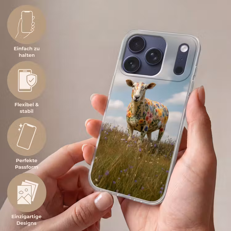 Schaap - Bloemen - Weide Telefoonhoesje iPhone 17 Pro klein -sfeer3_DE