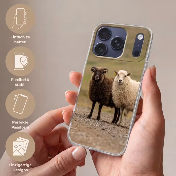 Schapen - Bruin - Wit - Grindpad Telefoonhoesje iPhone 17 Pro klein -sfeer3_DE