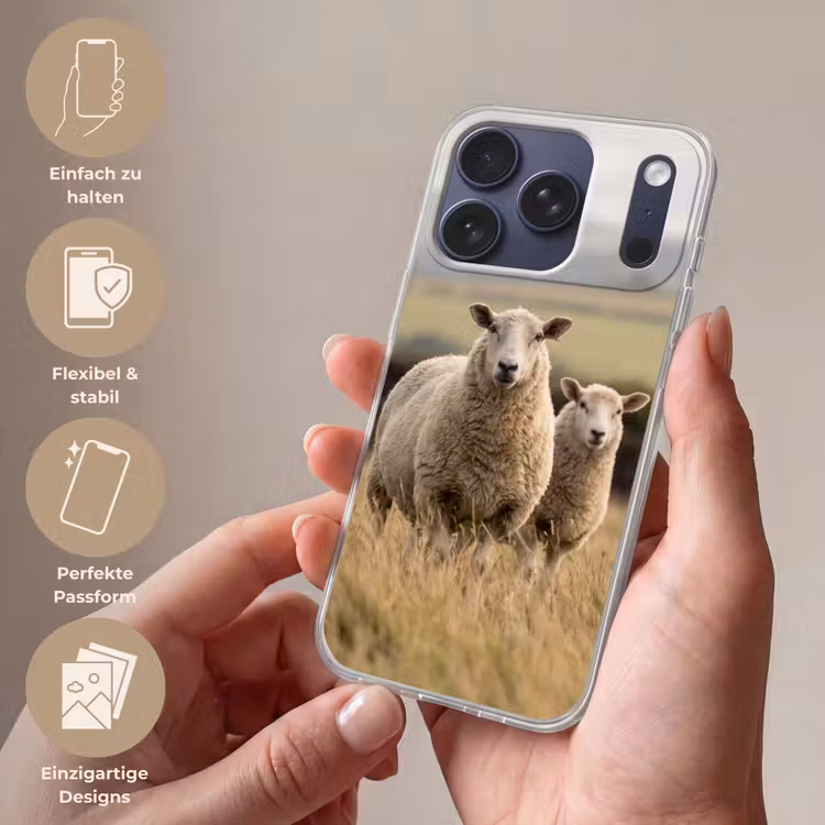 Schapen - Weidenlandschap - Heuvels Telefoonhoesje iPhone 17 Pro klein -sfeer3_DE