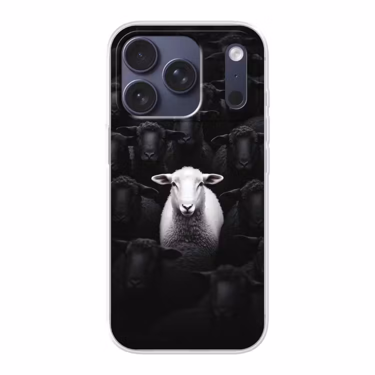 Schapen - Wit - Duisternis Telefoonhoesje iPhone 17 Pro klein -3d