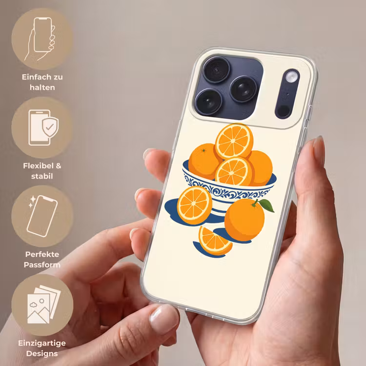 Schaal - Minimalistisch - Oranje - Sinaasappels Telefoonhoesje iPhone 17 Pro klein -sfeer3_DE