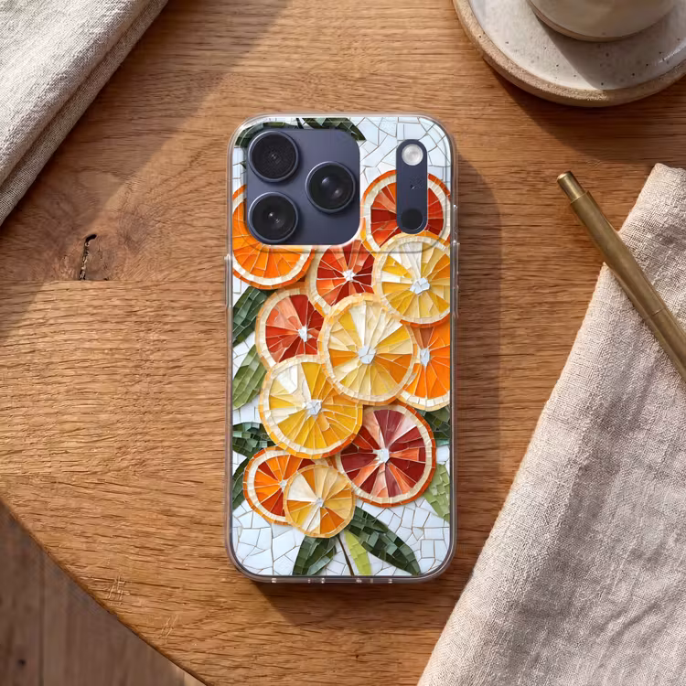 Schijfjes - Fruit - Oranje - Mozaïek Telefoonhoesje iPhone 17 Pro klein -sfeer1
