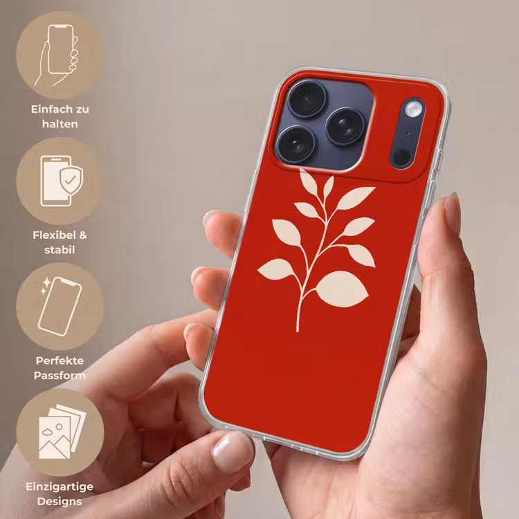 Silhouet - Bladeren - Tak Telefoonhoesje iPhone 17 Pro klein -sfeer3_DE