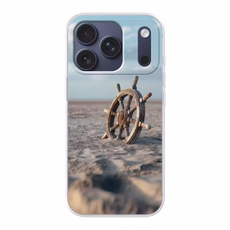 Scheepsstuur - Hout - Bruin - Zand Telefoonhoesje iPhone 17 Pro klein -3d