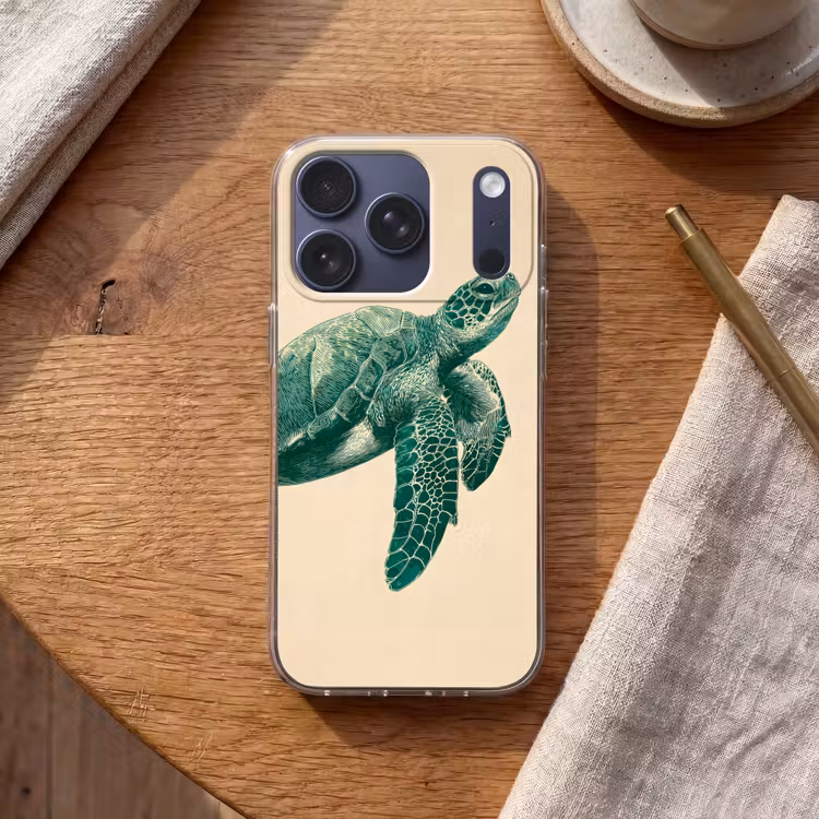 Schildpad - Sierlijk - Groen - Schild Telefoonhoesje iPhone 17 Pro klein -sfeer1
