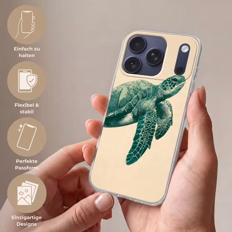 Schildpad - Sierlijk - Groen - Schild Telefoonhoesje iPhone 17 Pro klein -sfeer3_DE