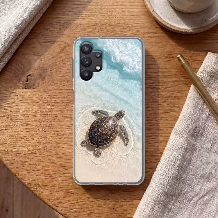 Schildpad - Helder water - Strand - Dieren - Natuur Telefoonhoesje Samsung Galaxy A32 5G klein -sfeer1