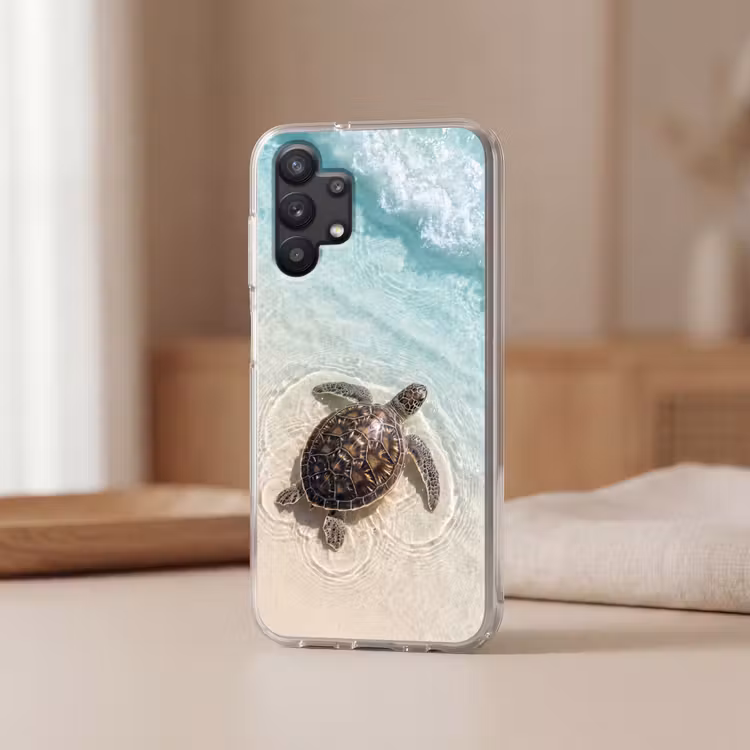 Schildpad - Helder water - Strand - Dieren - Natuur Telefoonhoesje Samsung Galaxy A32 5G klein -sfeer2