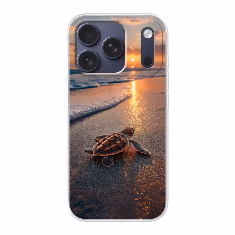 Schildpad - strand - Zonsondergang Telefoonhoesje iPhone 17 Pro klein -3d
