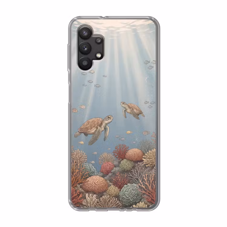 Schildpad - Onderwater - Natuur - Illustratie Telefoonhoesje Samsung Galaxy A32 5G klein -3d