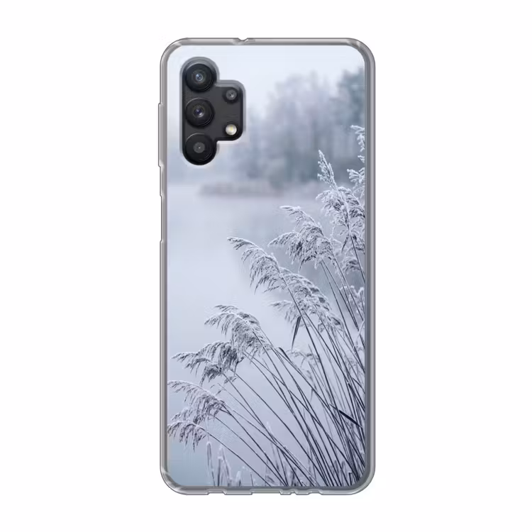 Riet - Bevroren - Winter - Natuur Telefoonhoesje Samsung Galaxy A32 5G klein -3d