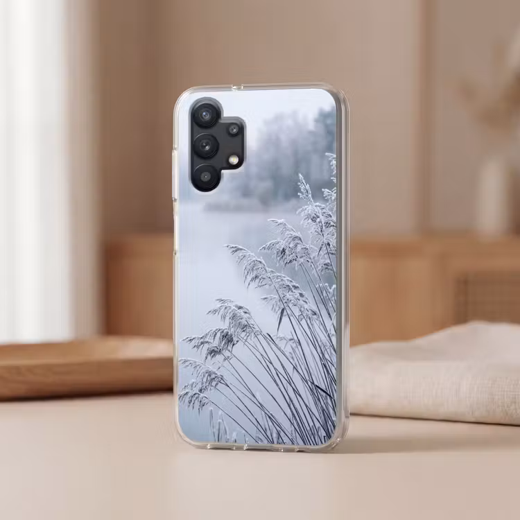 Riet - Bevroren - Winter - Natuur Telefoonhoesje Samsung Galaxy A32 5G klein -sfeer2