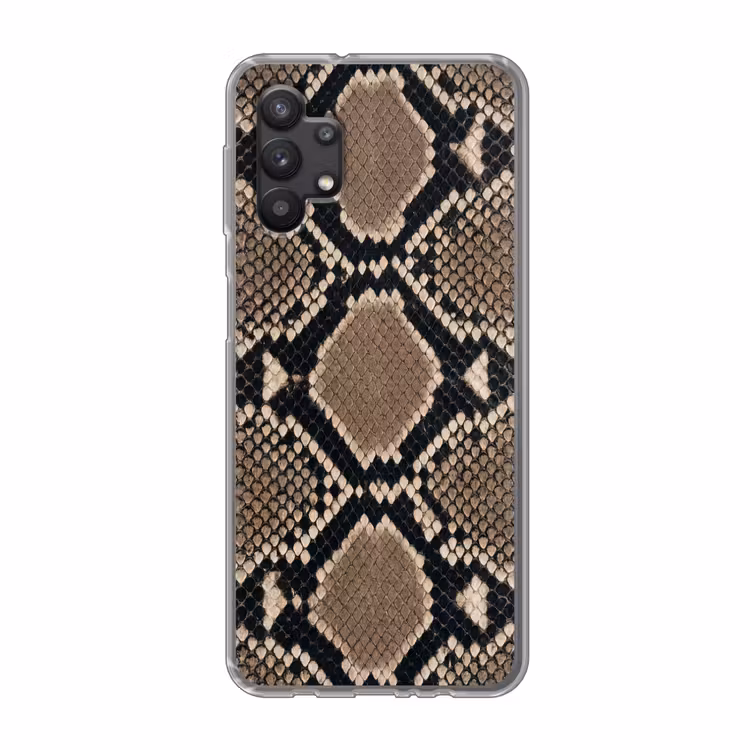 Slangenprint - Python - Bruin Telefoonhoesje Samsung Galaxy A32 5G klein -3d