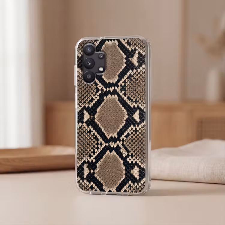 Slangenprint - Python - Bruin Telefoonhoesje Samsung Galaxy A32 5G klein -sfeer2