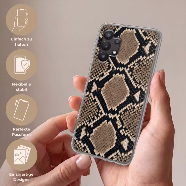Slangenprint - Python - Bruin Telefoonhoesje Samsung Galaxy A32 5G klein -sfeer3_DE
