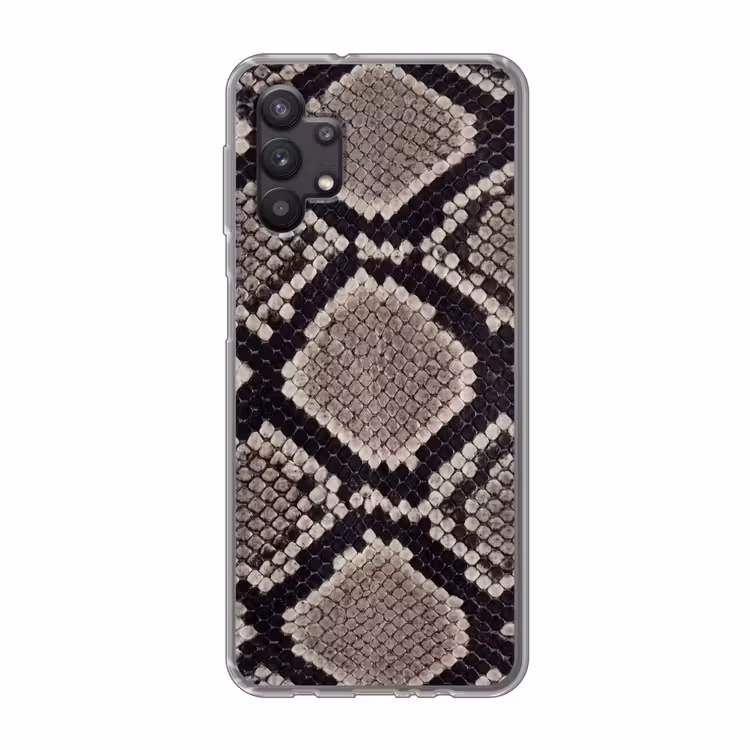 Slangenleer - Patroon - Beige Telefoonhoesje Samsung Galaxy A32 5G klein -3d