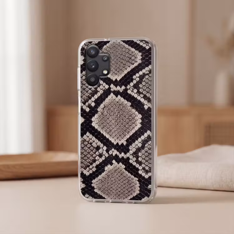Slangenleer - Patroon - Beige Telefoonhoesje Samsung Galaxy A32 5G klein -sfeer2