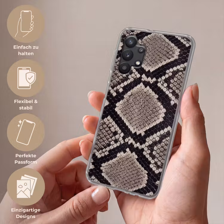 Slangenleer - Patroon - Beige Telefoonhoesje Samsung Galaxy A32 5G klein -sfeer3_DE
