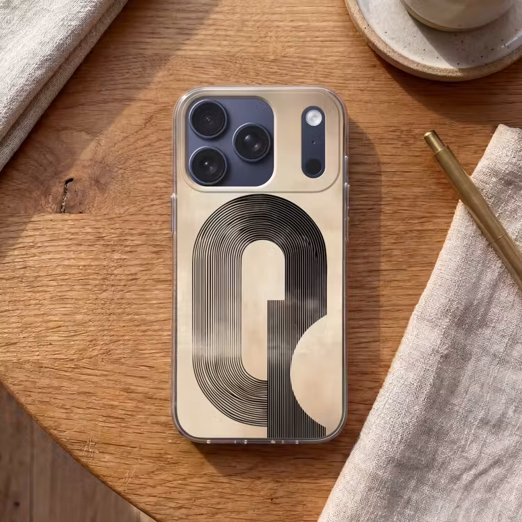 Boog - Strepen - Minimalistisch - Zwart Telefoonhoesje iPhone 17 Pro klein -sfeer1