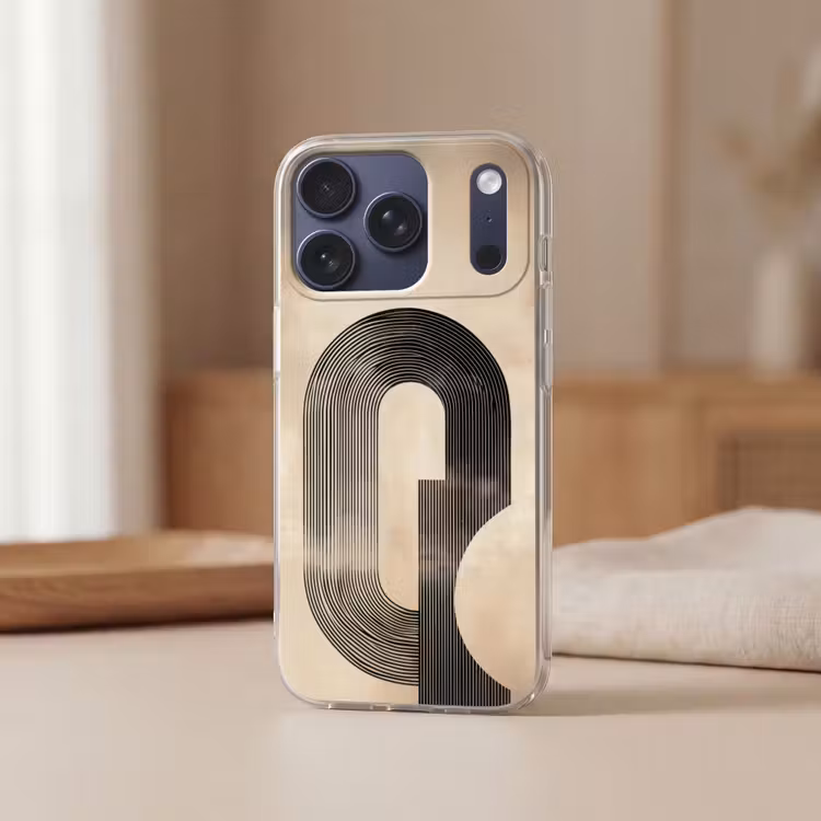 Boog - Strepen - Minimalistisch - Zwart Telefoonhoesje iPhone 17 Pro klein -sfeer2