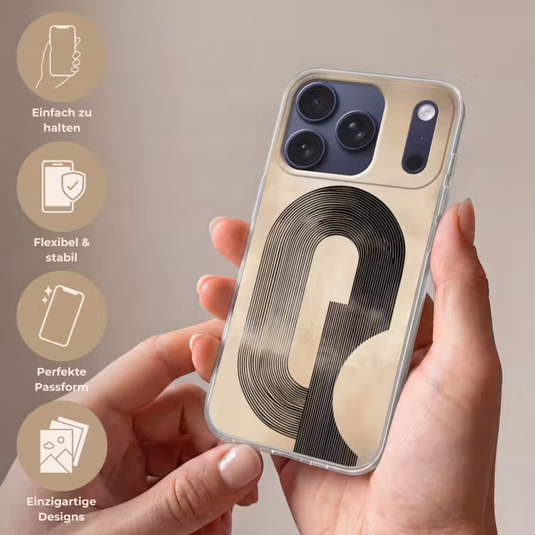 Boog - Strepen - Minimalistisch - Zwart Telefoonhoesje iPhone 17 Pro klein -sfeer3_DE