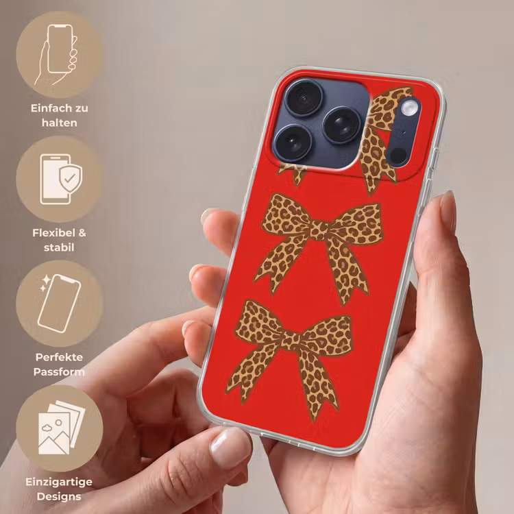 Strikken - Panterprint - Rood Telefoonhoesje iPhone 17 Pro klein -sfeer3_DE