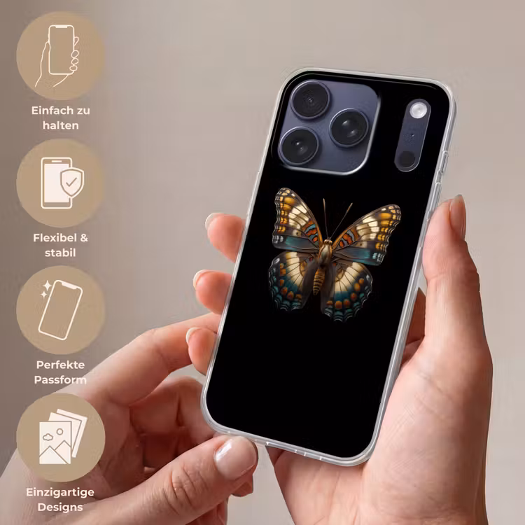 Vlinder - Kleurrijk - mozaïekachtig Telefoonhoesje iPhone 17 Pro klein -sfeer3_DE