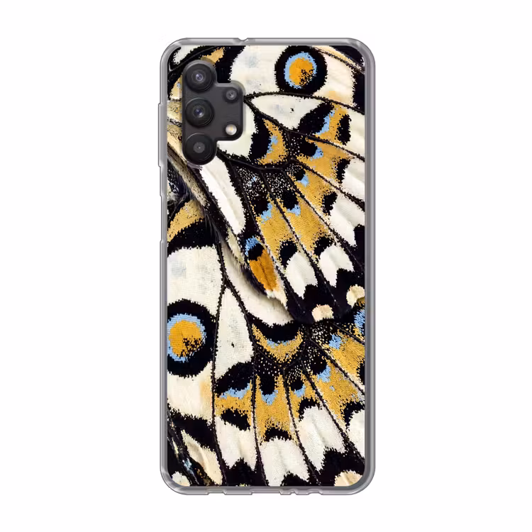 Vlinder - Vleugel - Geel Telefoonhoesje Samsung Galaxy A32 5G klein -3d