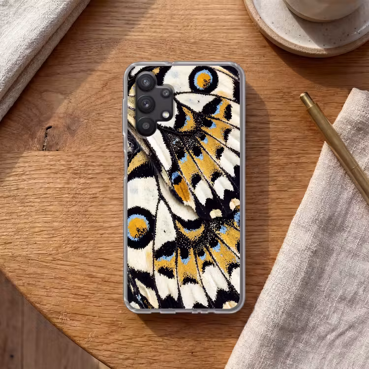 Vlinder - Vleugel - Geel Telefoonhoesje Samsung Galaxy A32 5G klein -sfeer1