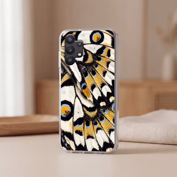 Vlinder - Vleugel - Geel Telefoonhoesje Samsung Galaxy A32 5G klein -sfeer2