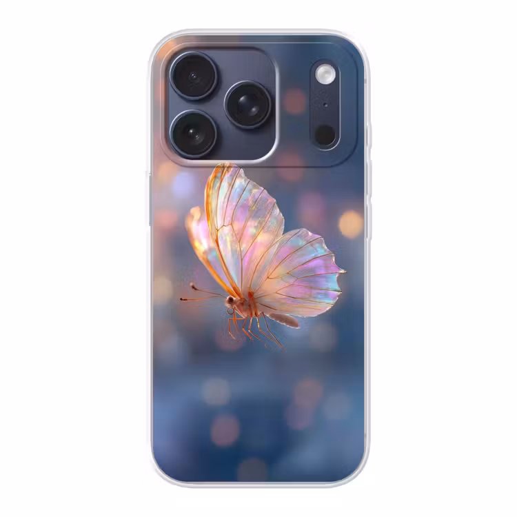 Vlinder - Vleugels - Pastel - Glinstering Telefoonhoesje iPhone 17 Pro klein -3d