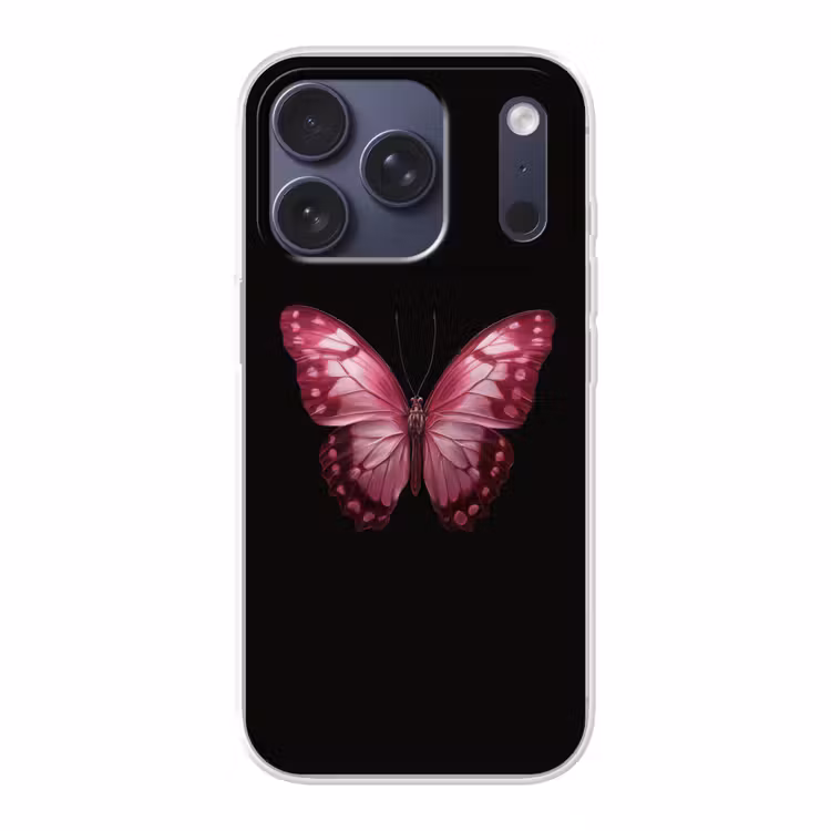 Vlinder - Fuchsia - Grafisch Telefoonhoesje iPhone 17 Pro klein -3d