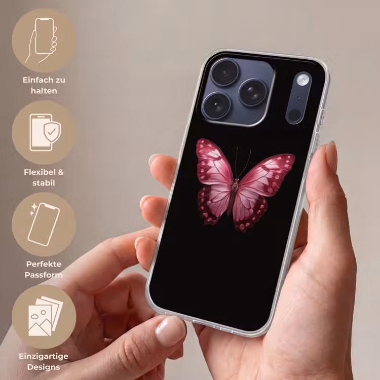 Vlinder - Fuchsia - Grafisch Telefoonhoesje iPhone 17 Pro klein -sfeer3_DE