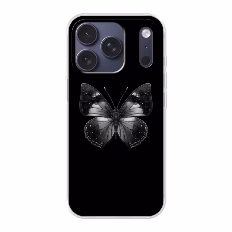 Vlinder - Grijs - Mysterieus Telefoonhoesje iPhone 17 Pro klein -3d