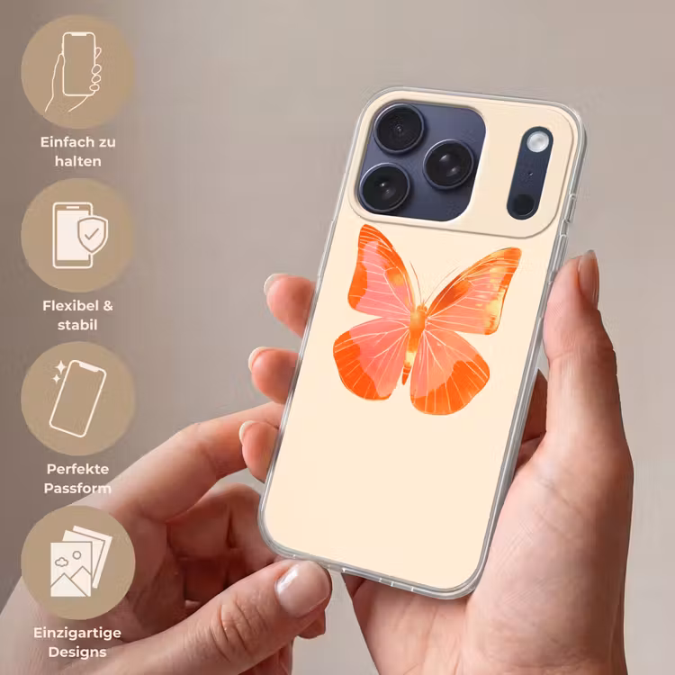 Vlinder - Minimalistisch - Roze Telefoonhoesje iPhone 17 Pro klein -sfeer3_DE