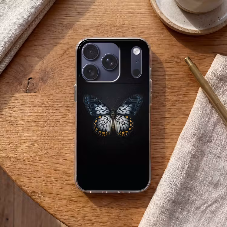 Vlinder - Monochroom - Balans Telefoonhoesje iPhone 17 Pro klein -sfeer1