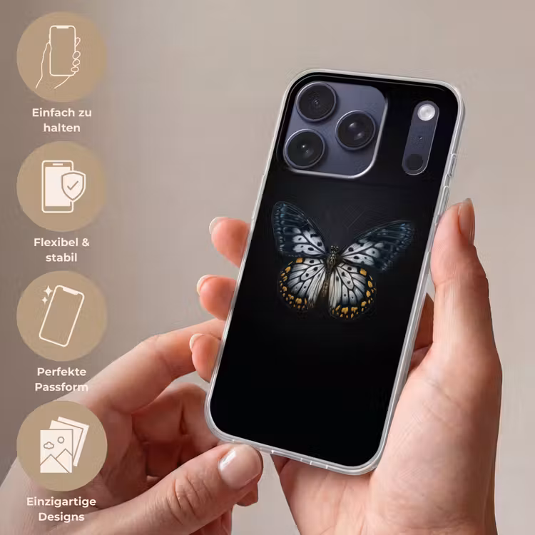 Vlinder - Monochroom - Balans Telefoonhoesje iPhone 17 Pro klein -sfeer3_DE