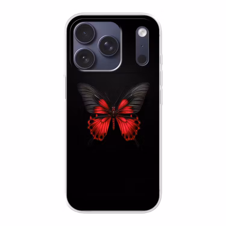 Vlinder - Rood - Contrast Telefoonhoesje iPhone 17 Pro klein -3d