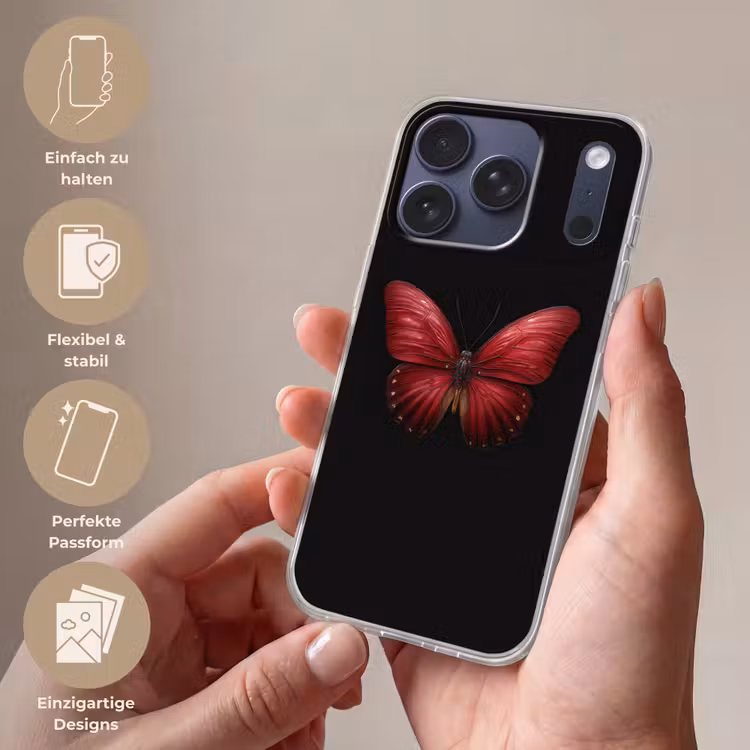 Vlinder - Rood - Minimalistisch Telefoonhoesje iPhone 17 Pro klein -sfeer3_DE